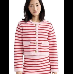 English Factory Pink and Red Striped Cardigan size XS